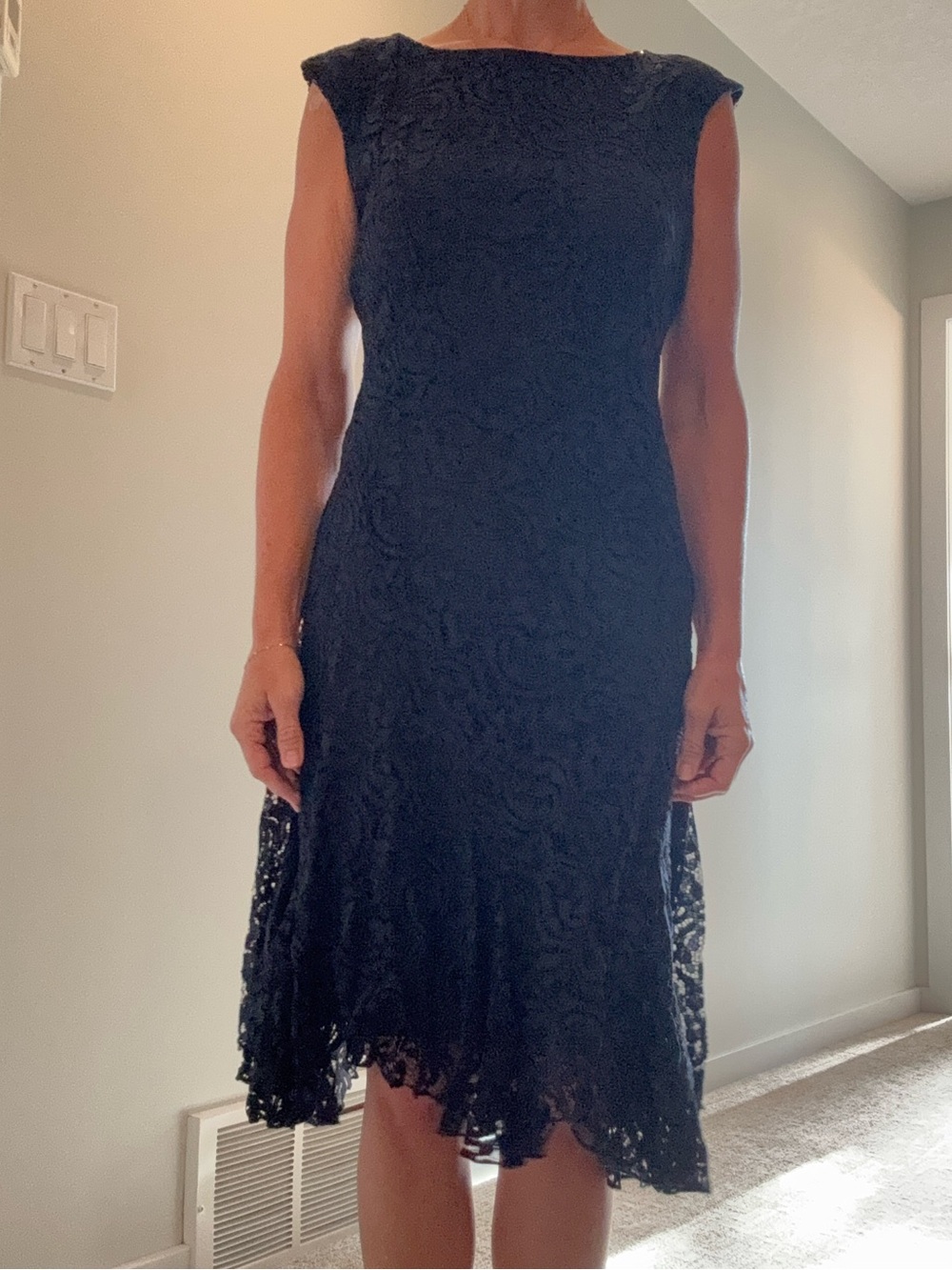 Frank Lyman Design Navy Lace Midi Dress